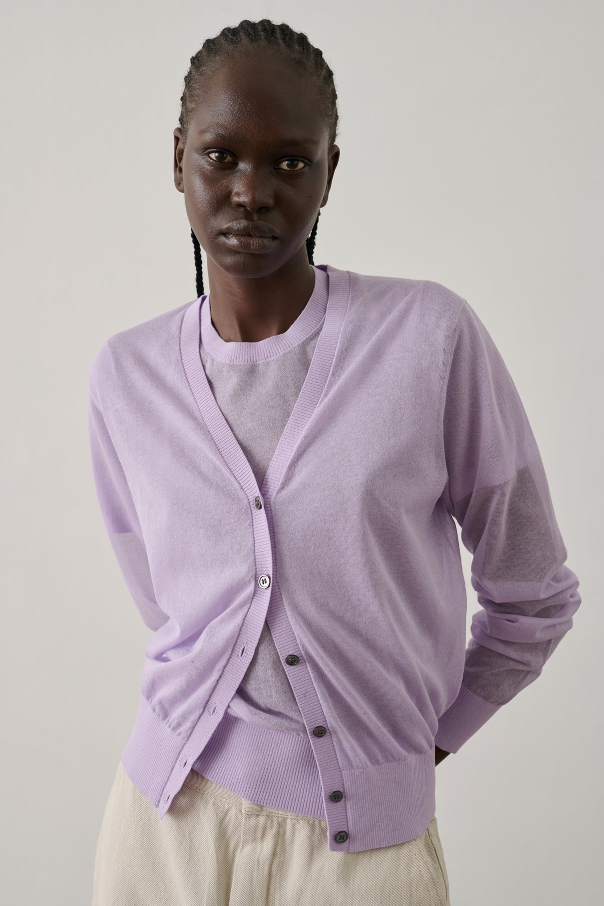 Cardigan Etretat - Parme - Coton - Femme vue 1